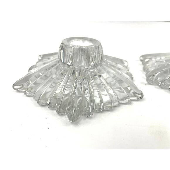 VTG Clear Pressed Glass Candle Holder Starburst Pattern MCM Art Deco Lot of 2 - Picture 11 of 16